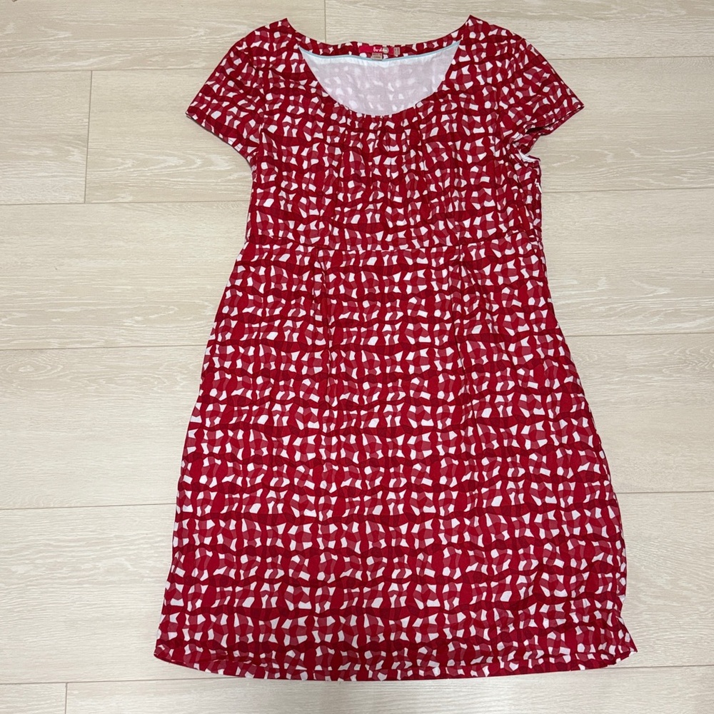 Boden Red and White Geometric Mini Dress